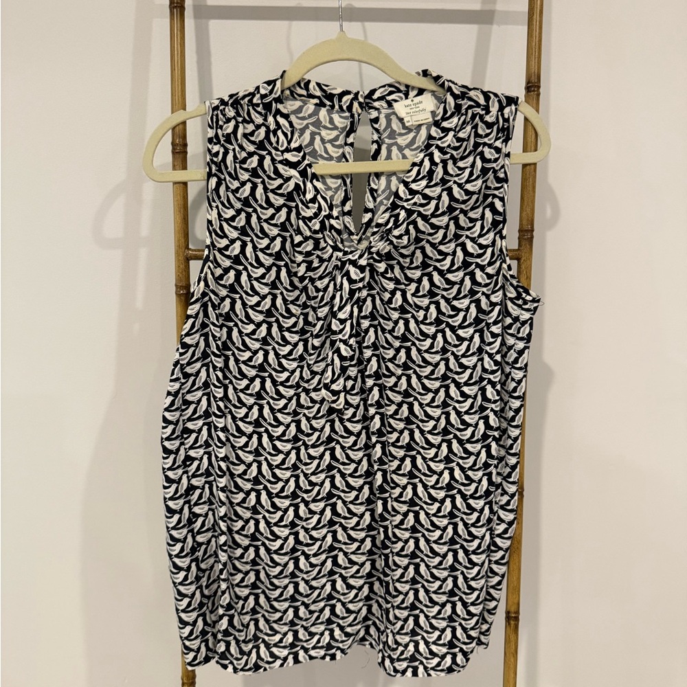 Kate Spade Black and White Tie Front Blouse